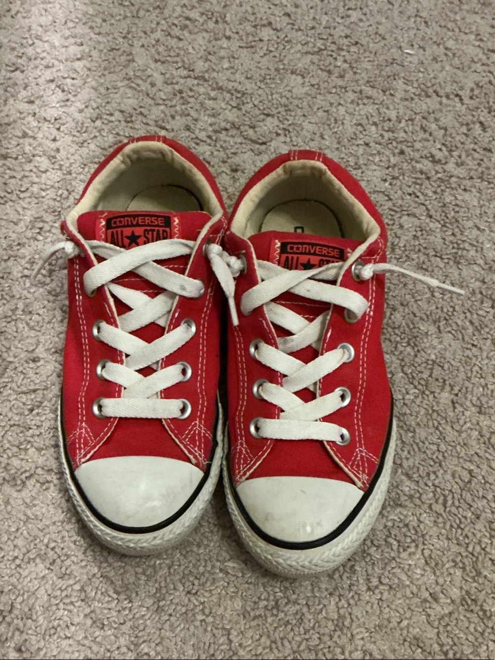 Converse Kids Red Canvas Low-Top Sneakers